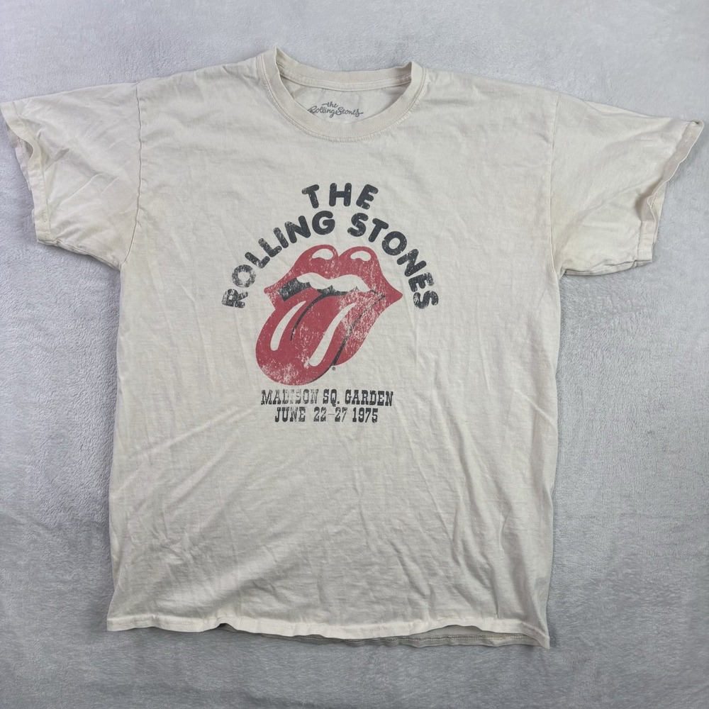 The Rolling Stones Madison Sq. Gardens Beige SS Graphic Shirt Men's Medium